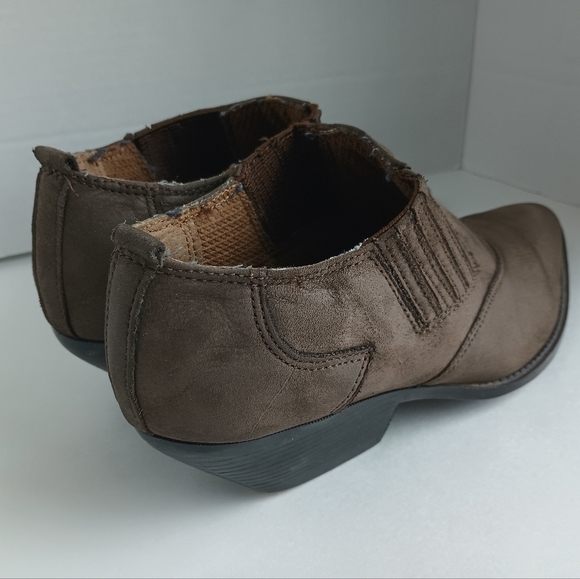 Zodiac Womens 7 Suede Ankle Boot Bootie Brown Leather Pointed Toe Western Stitch - Picture 6 of 10